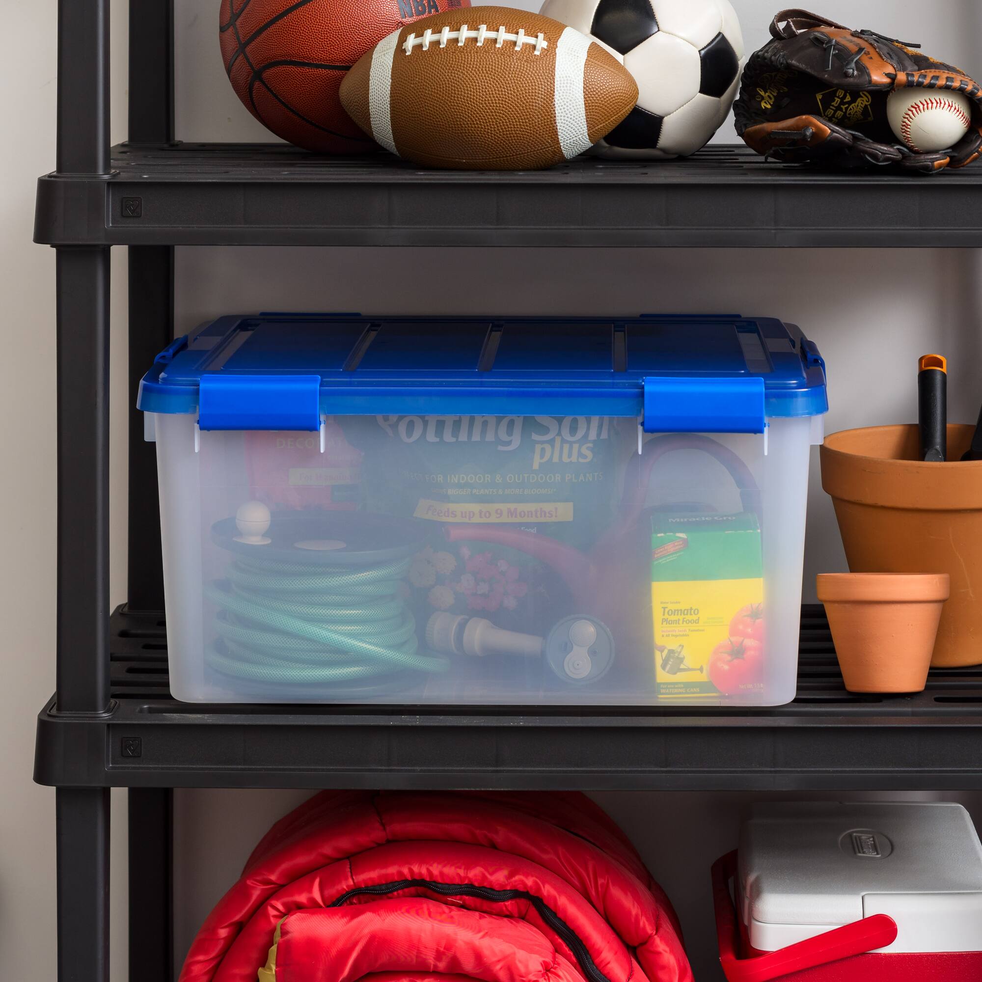 IRIS® 60qt. Clear Ultimate Box with Blue Buckle Lid